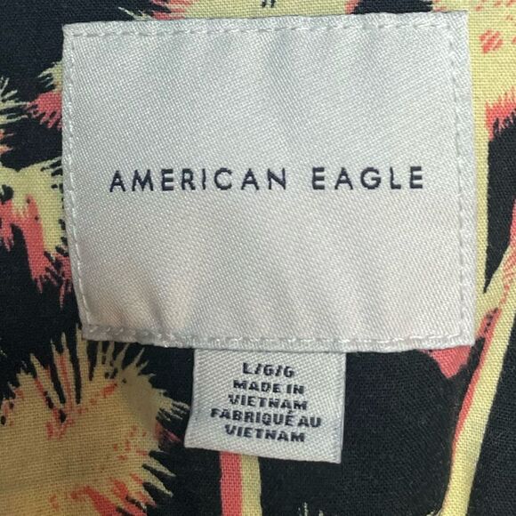 American Eagle Yellow Palm Tree Button Front Shirt Large - Picture 4 of 6